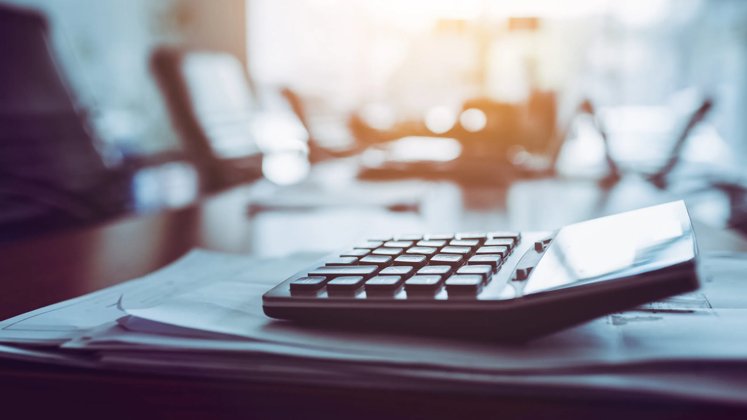Close up calculator on business working desk