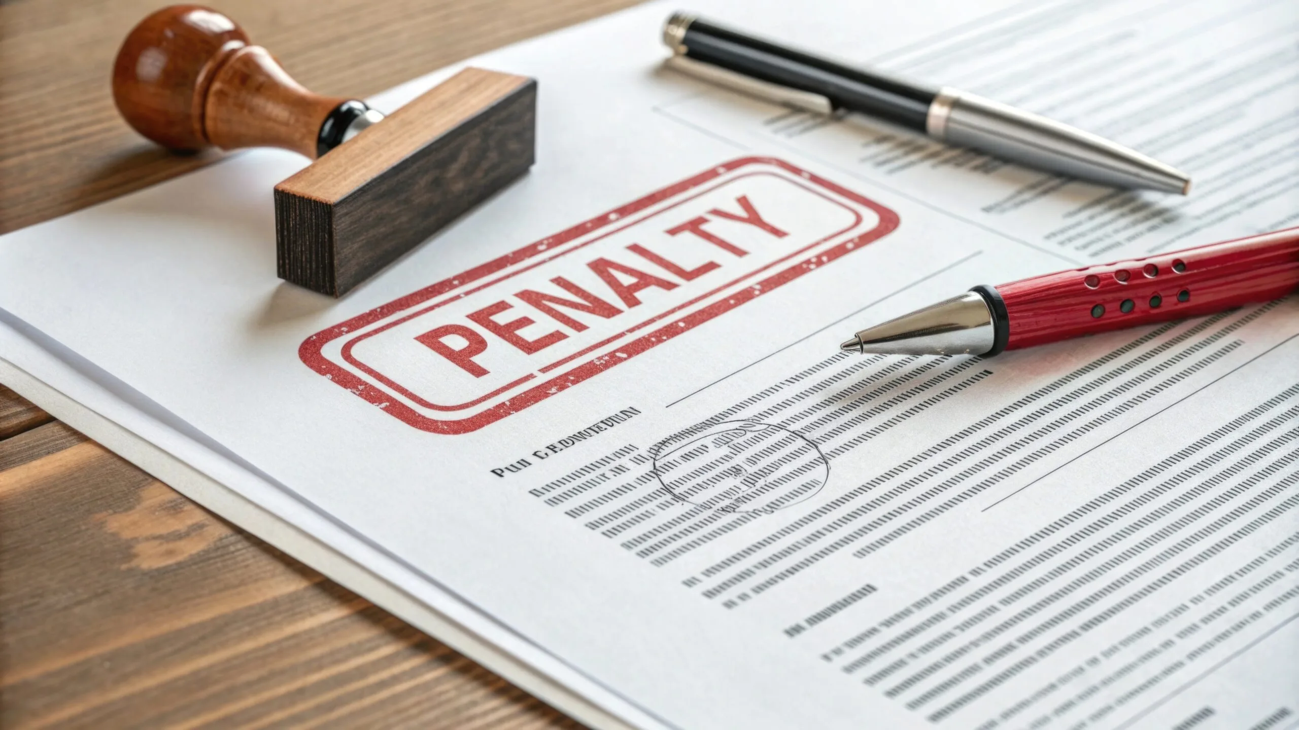 Legal documents featuring a penalty notice 