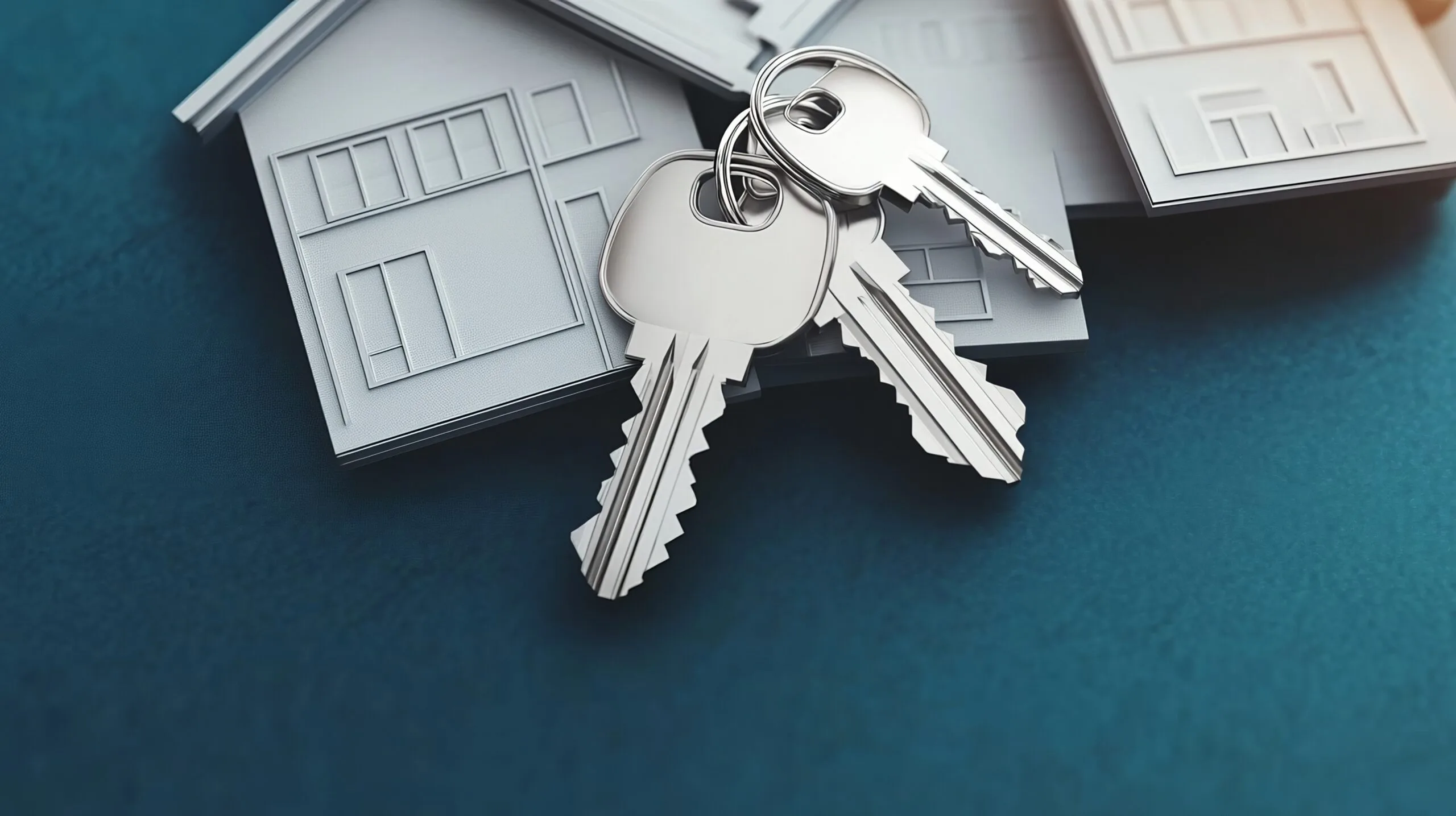 keys and a metal keychain of a house
