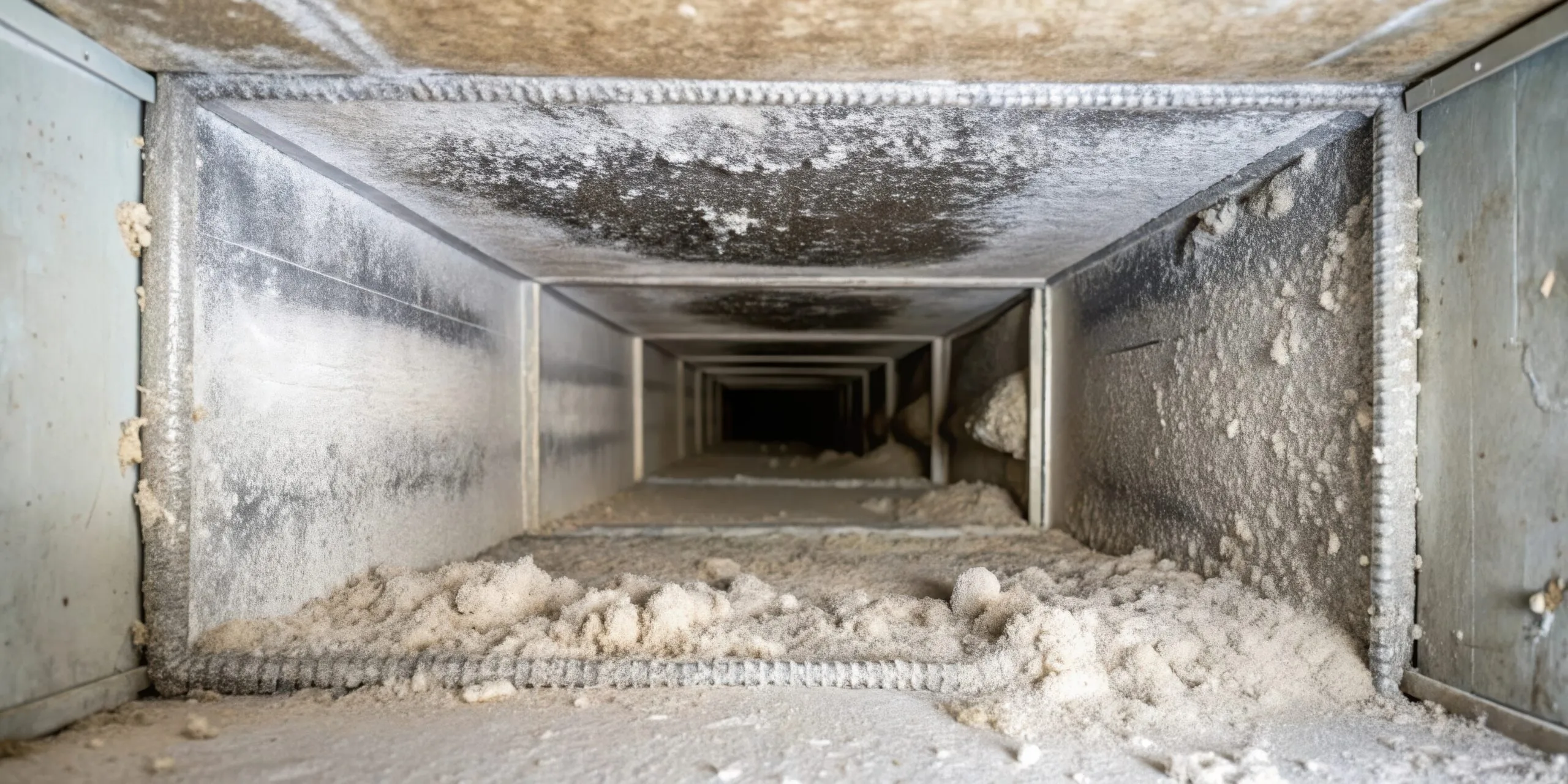 A View Inside a Dirty and Dusty Ventilation Shaft
