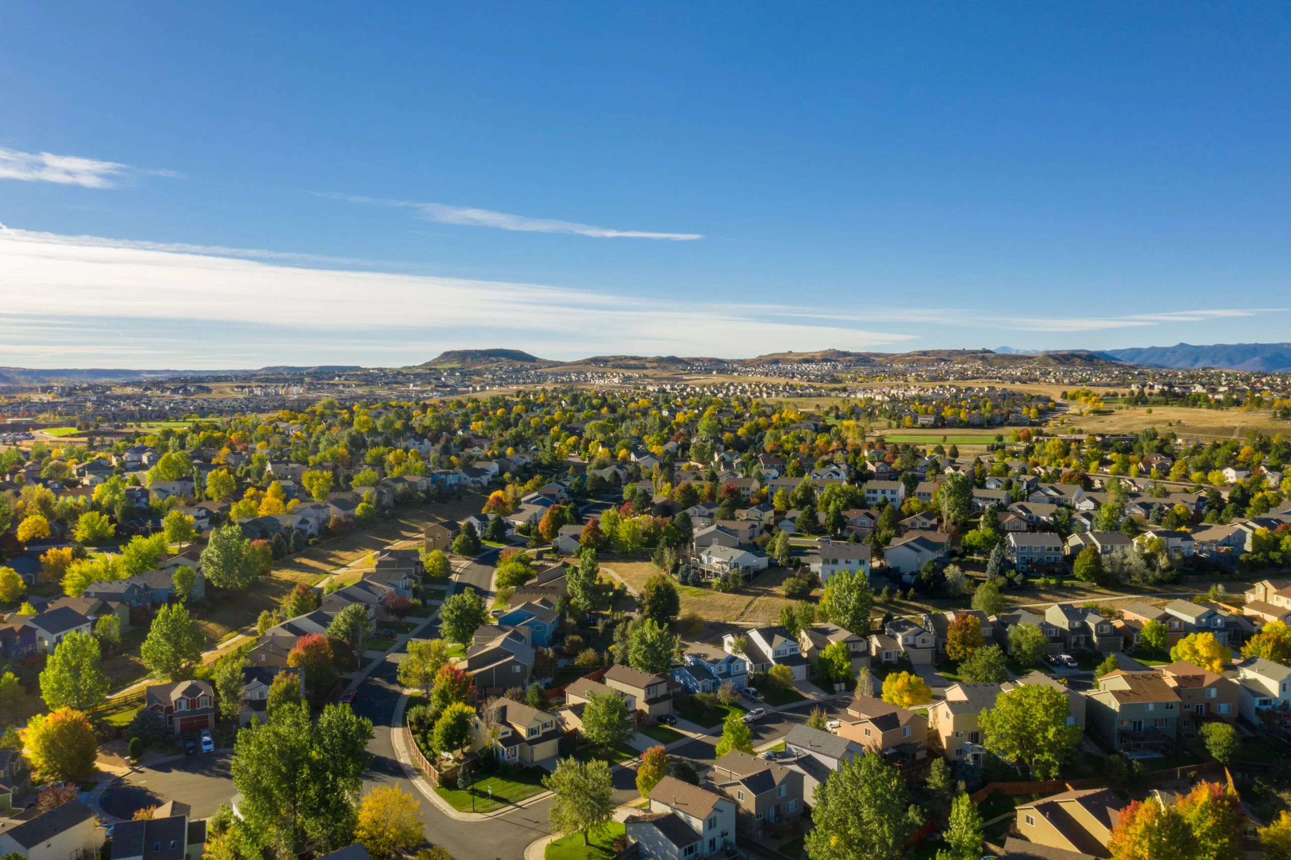 aerial view of urban sprawl 