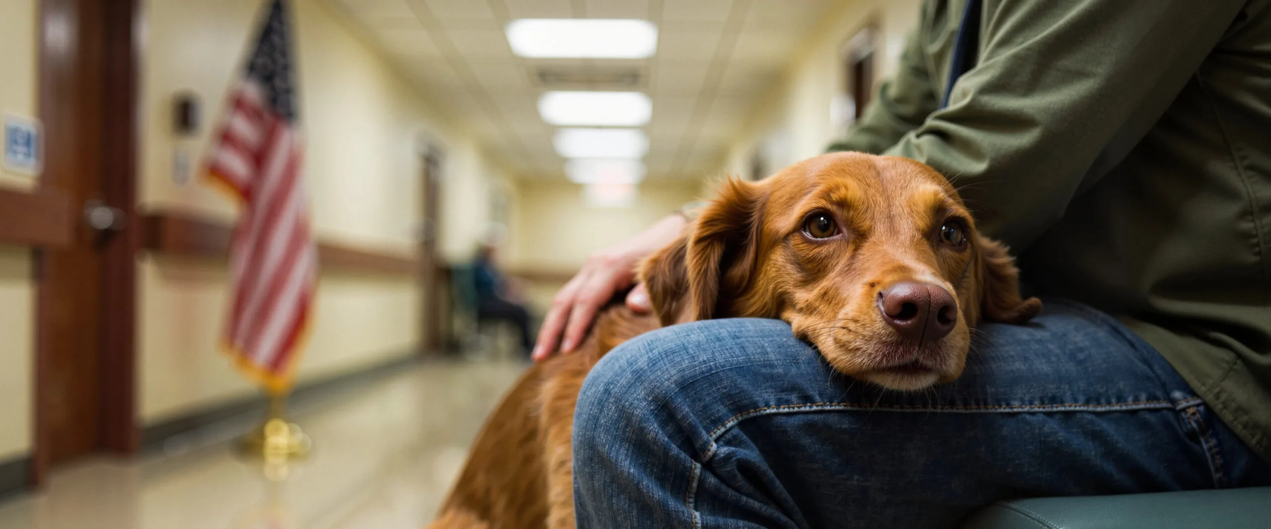 Can Landlords Refuse Emotional Support Animals?Therapy dog comforts veteran in VA hospital, emotional support