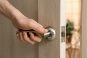 does austin texas require 24 hour notice for landlord entry​, Man opening door at home, closeup