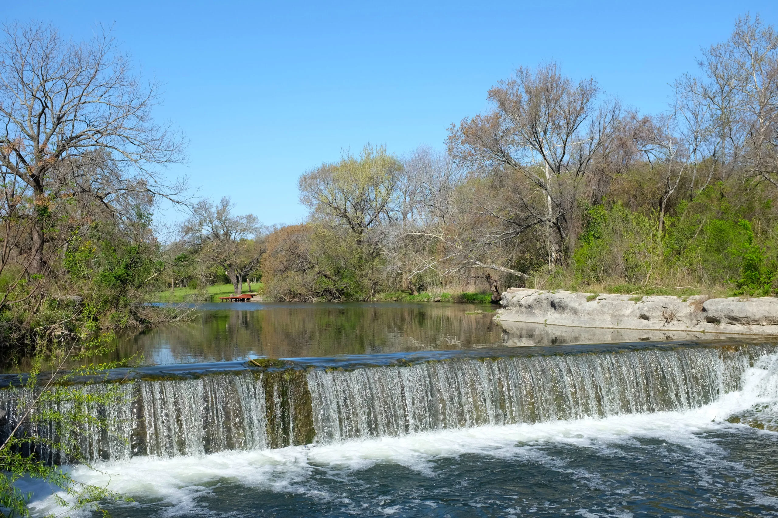 Brushy Creek at Chisholm Trail Park in Round Rock, Texas. The park commemorates the spirit of the Chisholm Trail, an imp